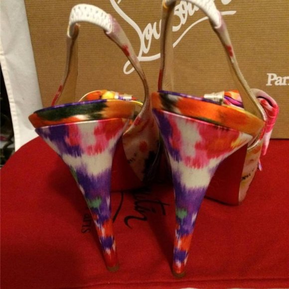 Christian Louboutin VENDOME SLING NODO Satin Bouquet Bow Heel Shoes Sandal - Picture 9 of 12